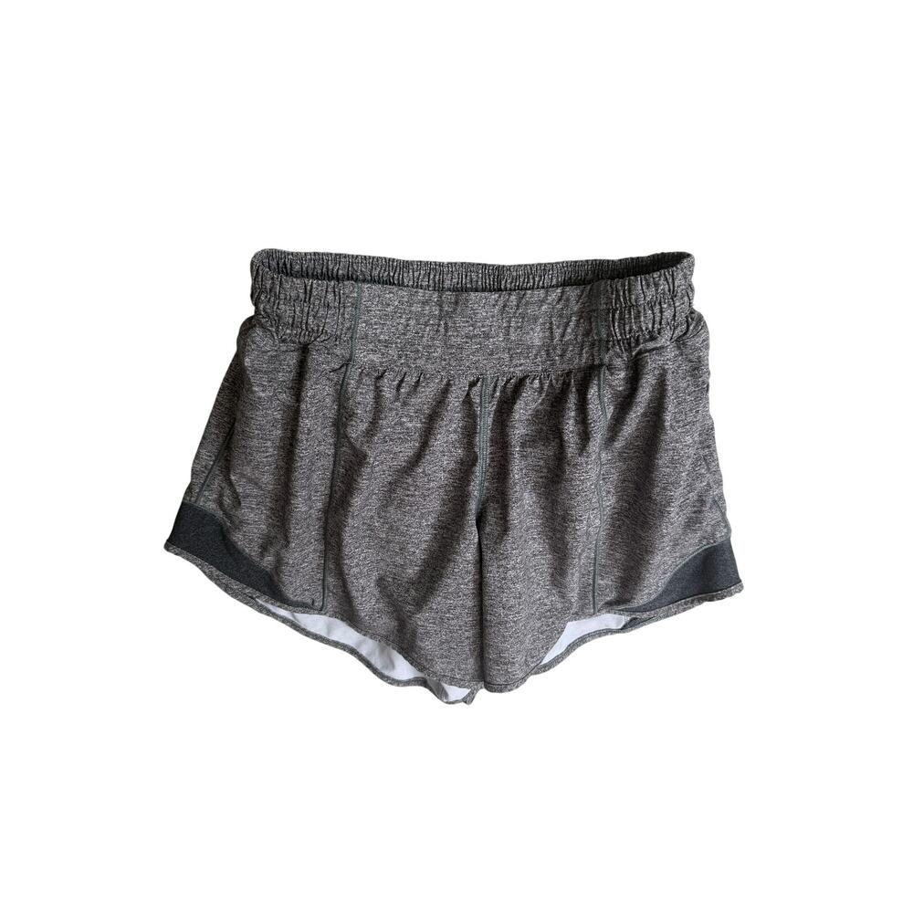 Lululemon Hotty Hot II Low Rise 4" Long Heather Gray Athletic Running Shorts 4
